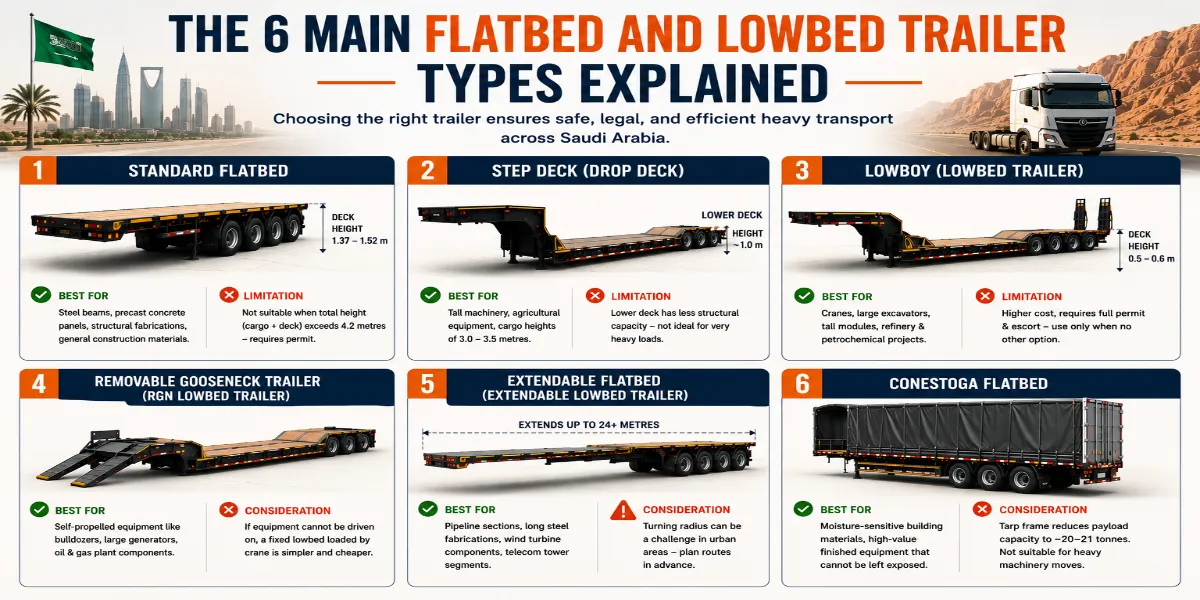 The 6 Main Flatbed and Lowbed Trailer Types Explained